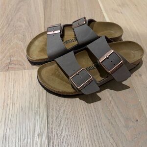 Birkenstock Women’s Taupe Sandals with Copper Buckles